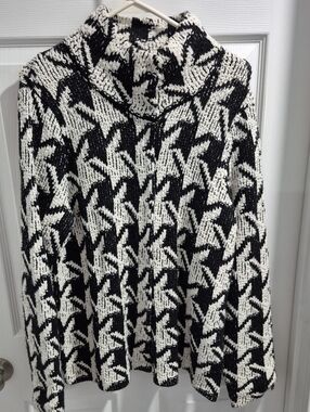 Chico's Black & White Cowl Neck Jacket